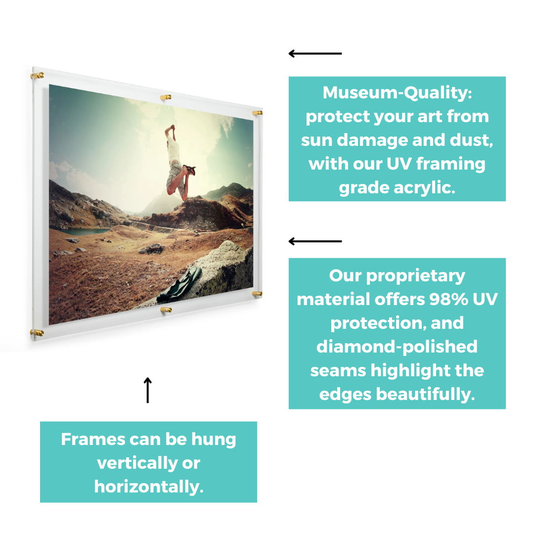 30x40" Photo Floating Acrylic Clear Picture Frame (Frame Size 34x44") - Image 5
